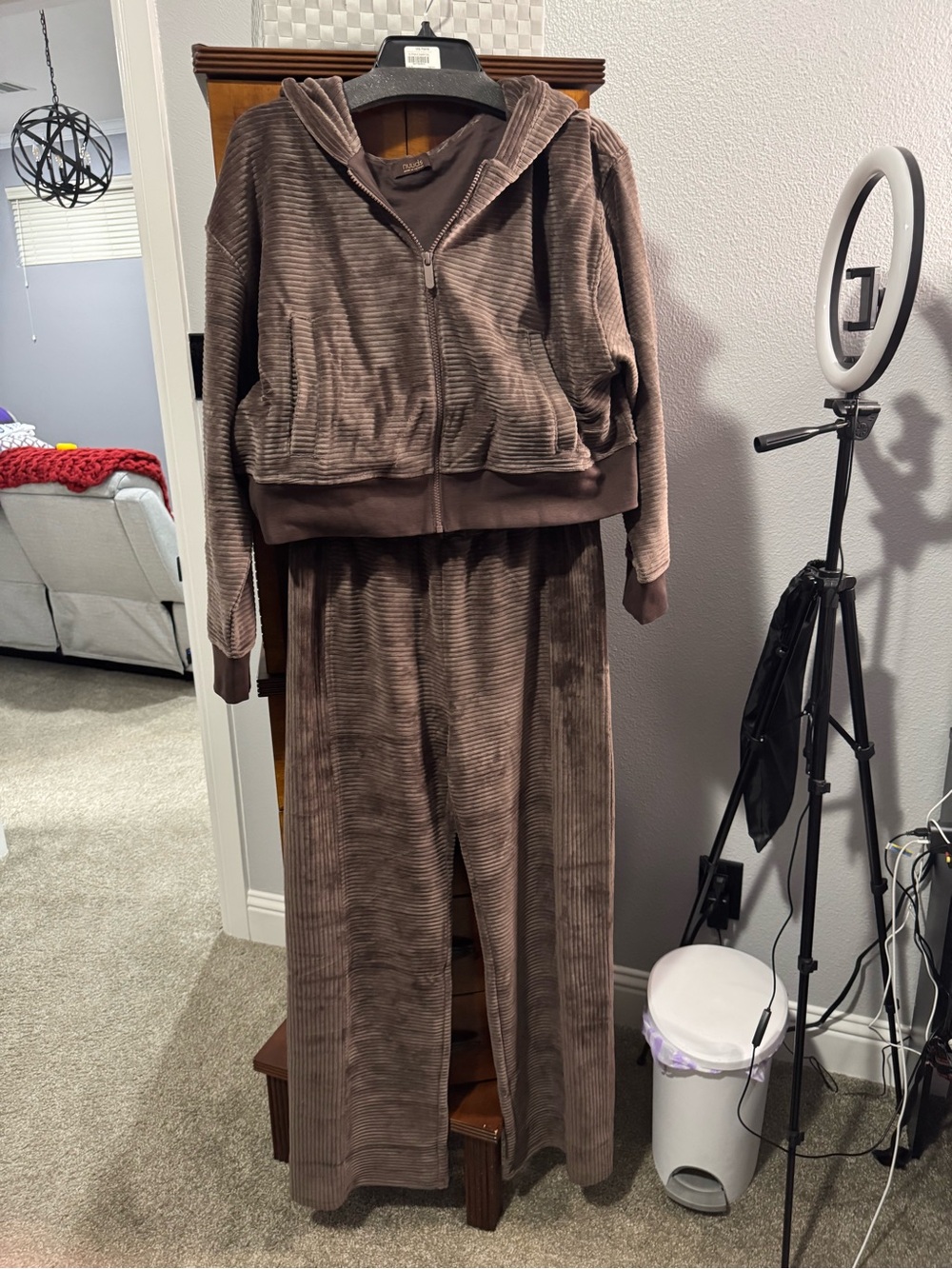 nuuds Brown Corduroy Hoodie and Wide-Leg Pants Set
